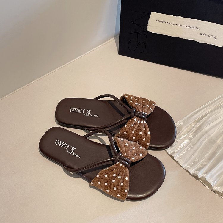 Damen modische Badeslipper mit dekorativer Schleifenapplikation EB