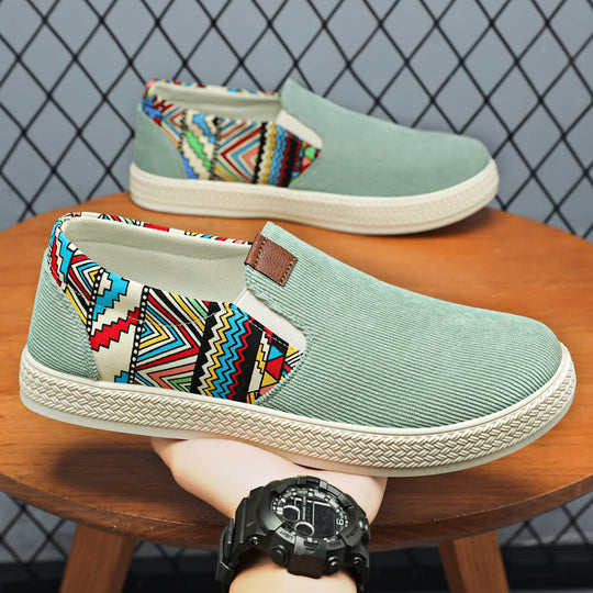 Damen Slip-On-Schuhe mit buntem Mustereinsatz von EB