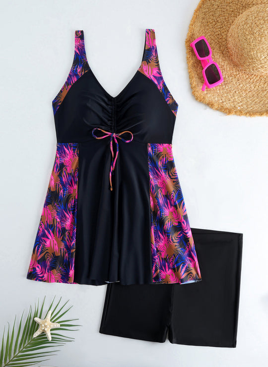 Damen Strandkleid Badeanzug mit elegantem Leopardenmuster EB