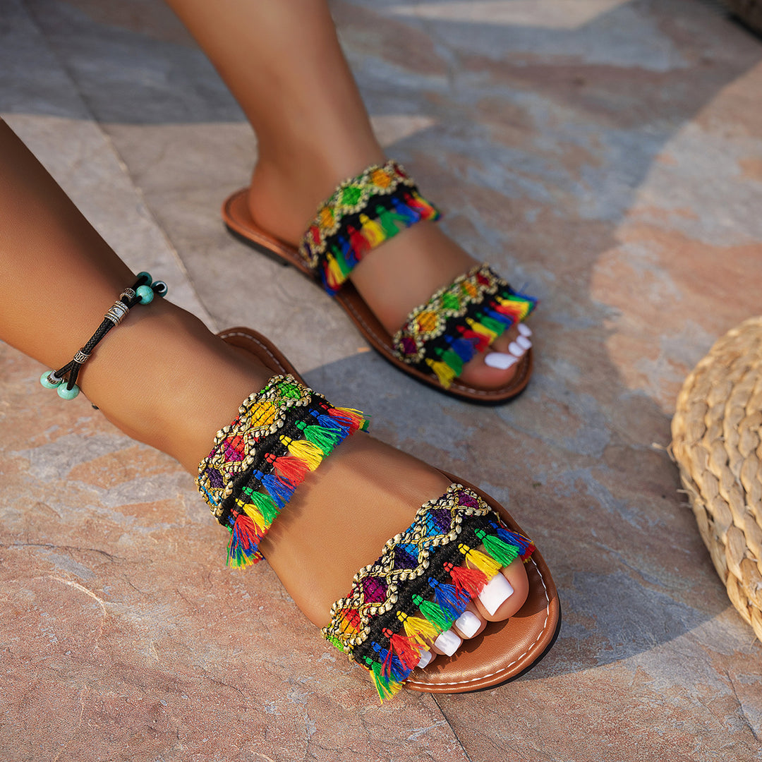 Damen Bunte Embellished Sandalen EB