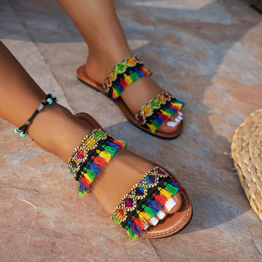 Damen Bunte Embellished Sandalen EB