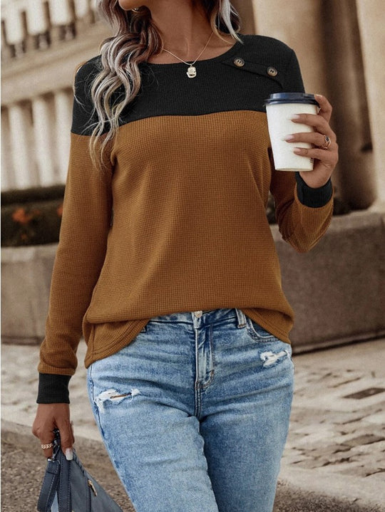 Damen Pullover mit strukturiertem Design und Button-Details EB