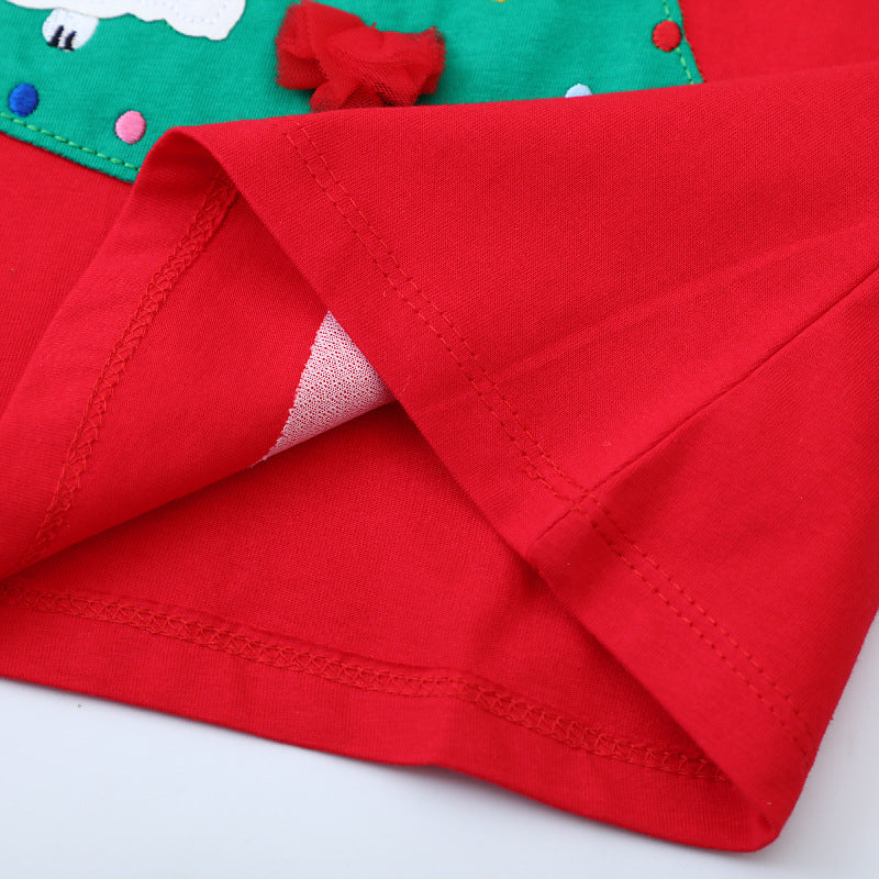 Mädchen Langarmkleid mit festlichem Weihnachtsbaum-Motiv EB