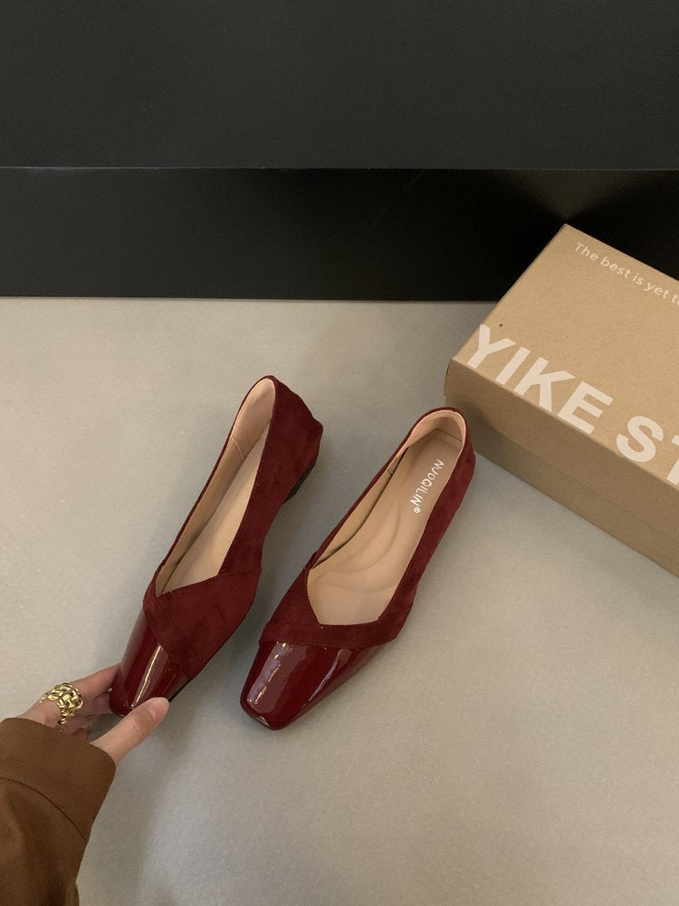 Damen elegante Ballerina-Pumps mit modischem Lederoberteil und komfortablem Fußbett EB