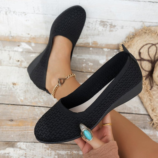 Damen bequeme Slip-On Ballerinas mit ergonomischem Fußbett EB
