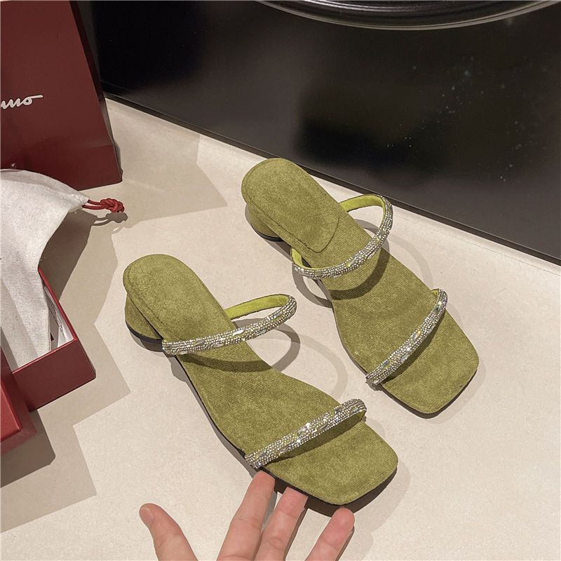 Damen elegante Riemchen-Sandalen mit Glitzerakzenten EB