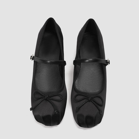 Damen elegante Ballerinas mit dezentem Riemen und feinem Schleifendetail EB