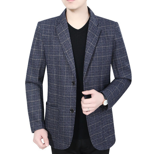 Herren Glencheck-Sakko Slim Fit aus Wollmischung mit dezentem Overcheck EB
