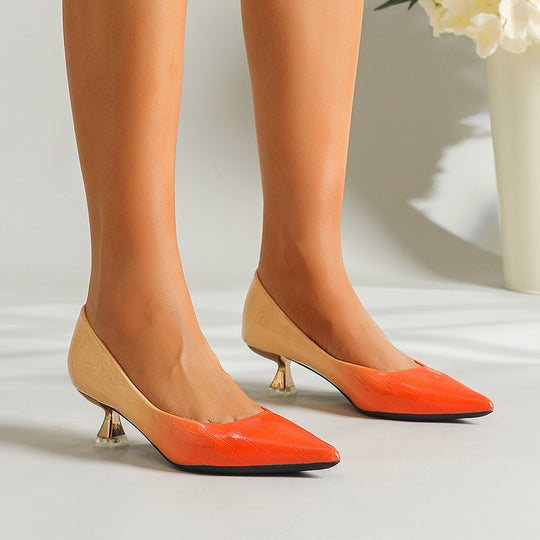 Damen Elegante Pumps mit spitzem Zehenbereich und glänzendem Finish EB