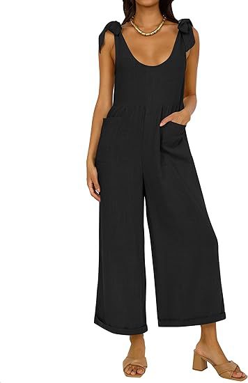 Damen Lässiger Jumpsuit mit verstellbaren Trägern und weitem Bein EB