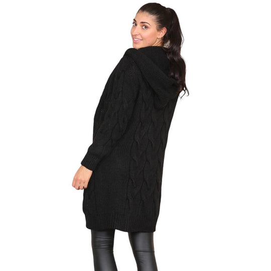 Damen Strickjacke mit oversized Schnitt und kunstvollem Kabelmuster EB