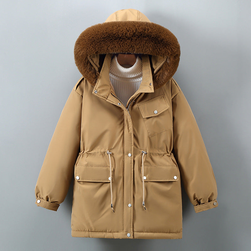 Damen Isolierte Winterjacke mit abnehmbarem Kunstpelzkragen und großzügigen Taschen EB