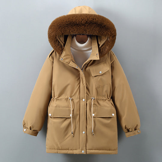 Damen Isolierte Winterjacke mit abnehmbarem Kunstpelzkragen und großzügigen Taschen EB
