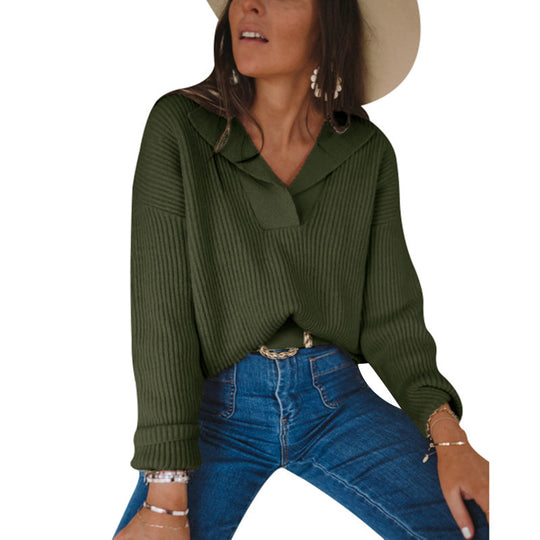 Damen Strickpullover mit elastischem Halsausschnitt und lässigem Schnitt EB