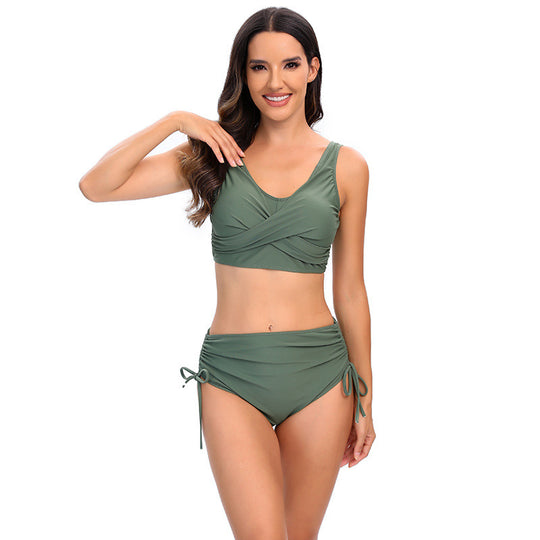Damen Hochtailliertes Bikini-Set mit verstellbaren Trägern EB