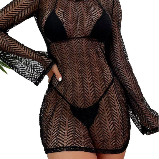 Damen Elegantes Netz-Strandkleid EB