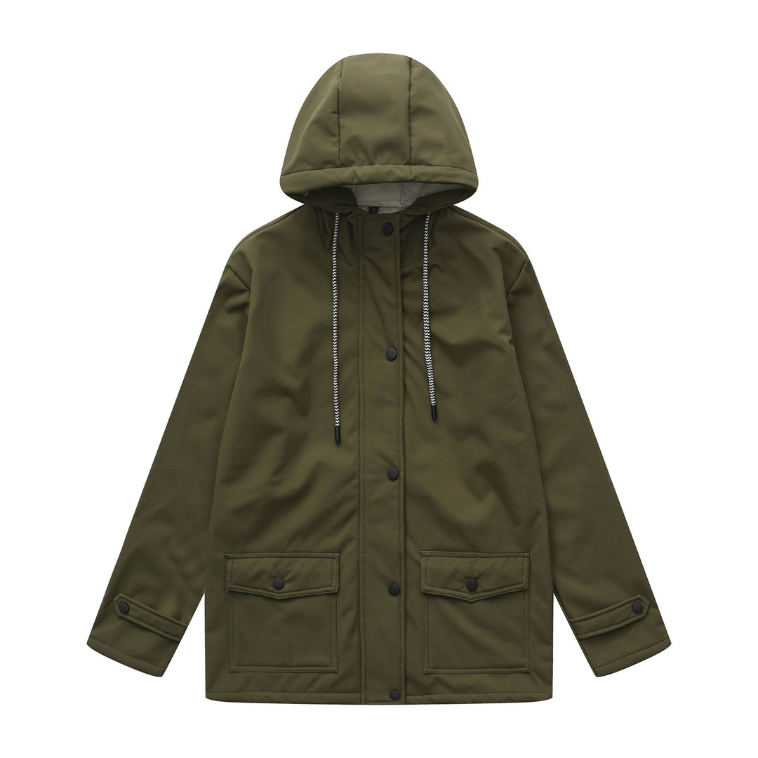 Damen wasserabweisende Outdoorjacke mit verstellbarem Kapuzenkragen EB
