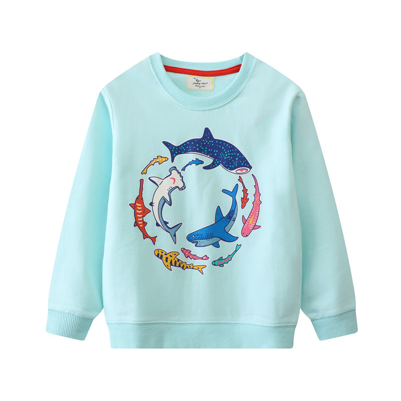 Jungen Sweatshirt mit farbenfrohem Haifisch-Motiv EB