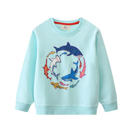 Jungen Sweatshirt mit farbenfrohem Haifisch-Motiv EB