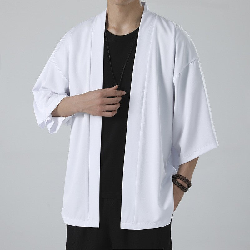 Herren nan kimonoartige Kurzjacke im Oversize-Stil mit offenem Schnitt und weichem Fall EB