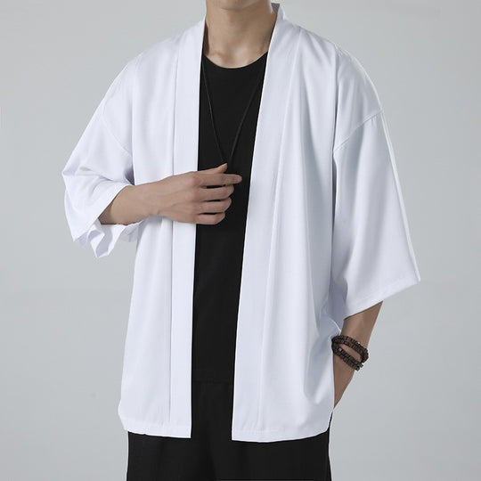 Herren nan kimonoartige Kurzjacke im Oversize-Stil mit offenem Schnitt und weichem Fall EB