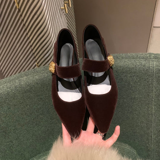 Damen Mary Jane Pumps mit elegantem Riemen und schickem Gold-Detail EB