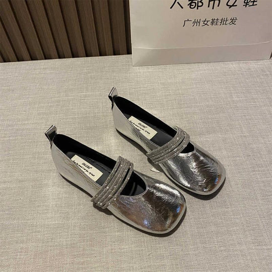 Damen elegante Ballerinas mit verzierten Riemchen EB