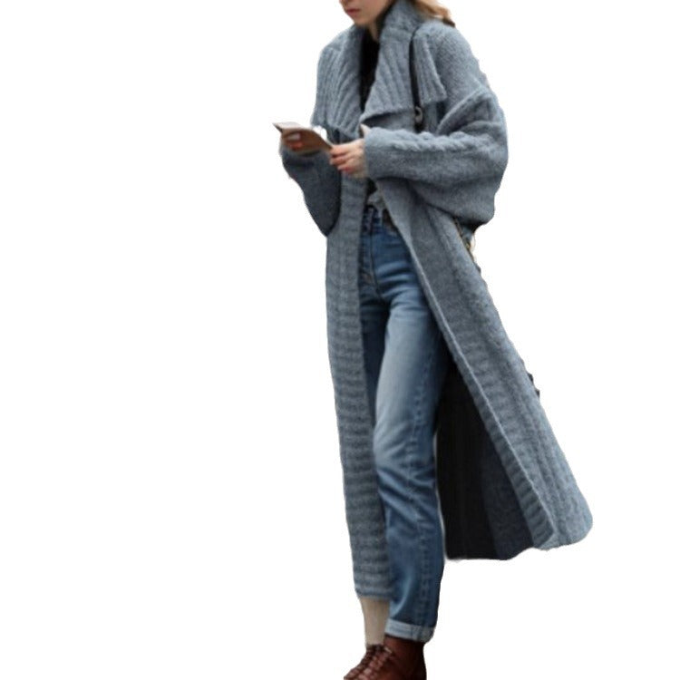Damen Großer Strickmantel mit voluminösen Ärmeln und modernem Schnitt EB