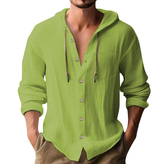 Herren lässiges Kapuzenshirt mit Knopfleiste und praktischen Taschen EB
