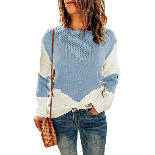 Damen modischer Strickpullover mit modernen Farbkombinationen und strukturierter Optik EB