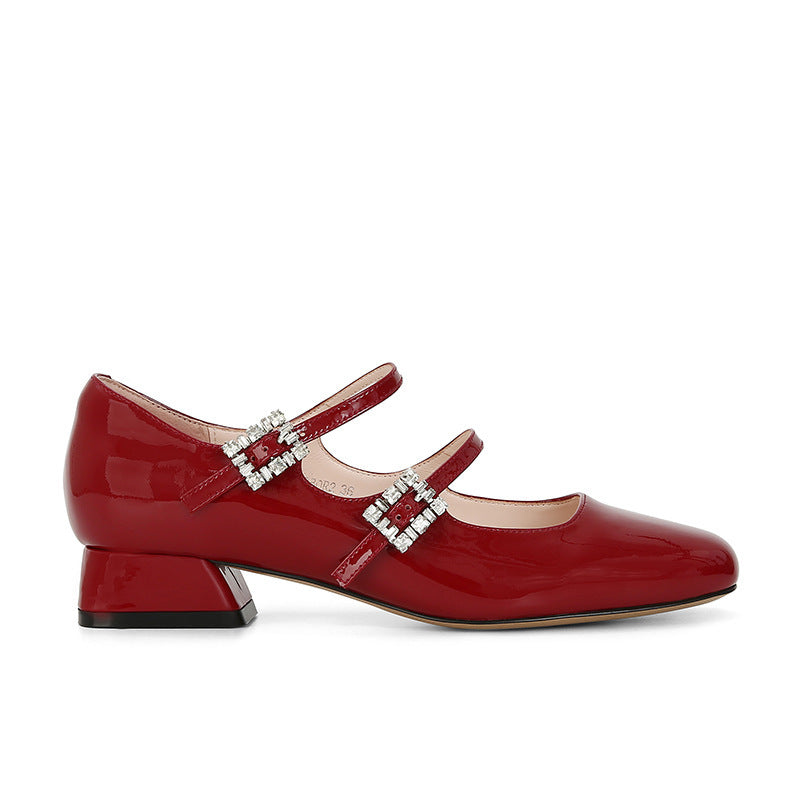 Damen elegante Slingback-Ballerinas mit funkelnden Schnallen EB
