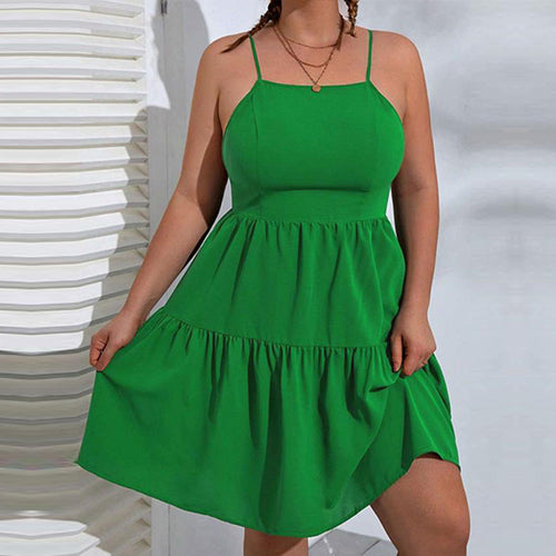 Damen Freizeitkleid mit verführerischem Volant und verstellbaren Spagettiträgern EB