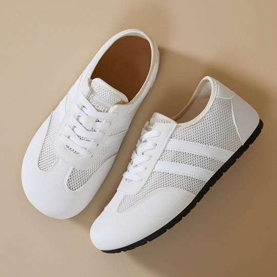Damen nan retro-sportlicher Low-Top Sneaker mit atmungsaktivem Mesh, Veloursüberzügen und rutschfester Gummilaufsohle EB