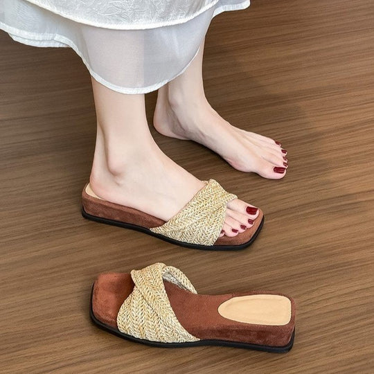 Damen elegante Pantoletten mit komfortablem geflochtenem Design EB