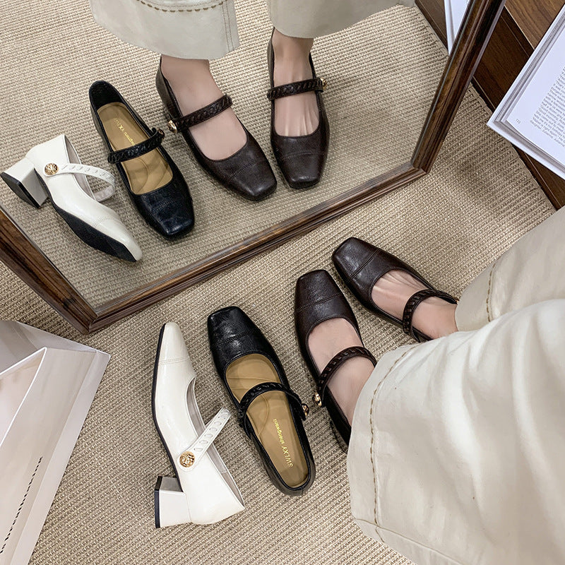 Damen elegante Sling-Pumps mit dekorativem Riemen und komfortablem Blockabsatz EB