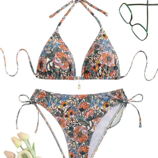 Damen Blumenmuster Bikini-Set EB