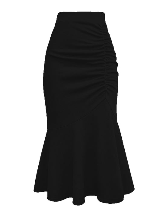 Damen eleganter Midirock mit asymmetrischem Schnitt und Raffung EB