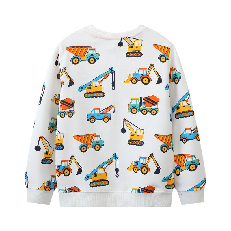 Jungen Sweatshirt mit buntem Baustellenfahrzeug-Design EB