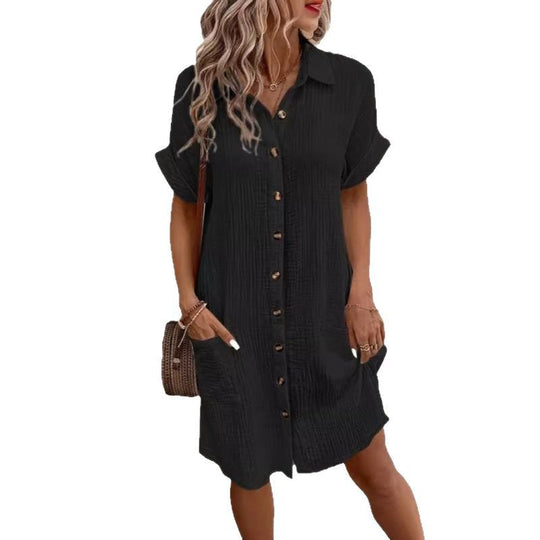 Damen Relaxed Fit Knopfkleid mit praktischen Taschen EB