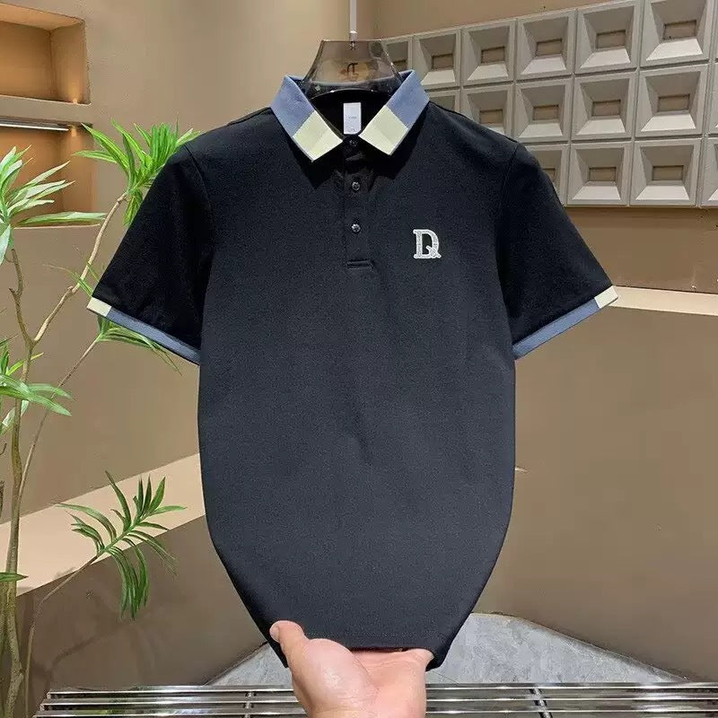 Herren Poloshirt mit Kontrastkragen und feiner Struktur EB