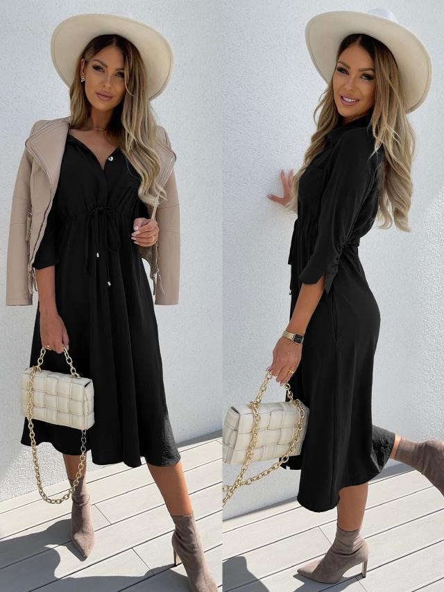Damen Hemdblusenkleid mit taillierbarem Gürtel EB