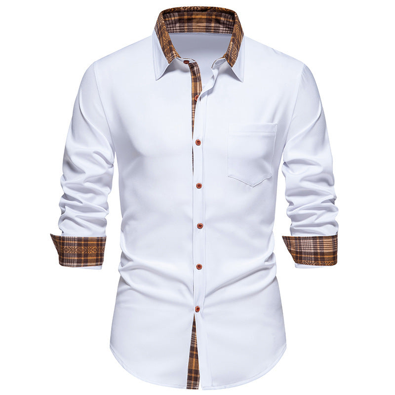 Herren Elegantes Langarmhemd mit Kontrastdetails EB