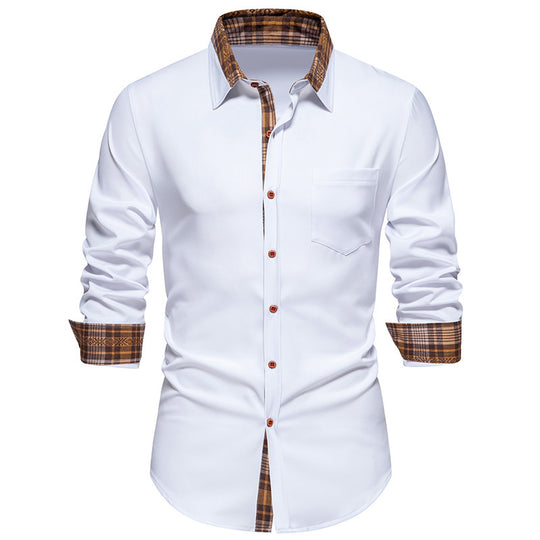 Herren Elegantes Langarmhemd mit Kontrastdetails EB