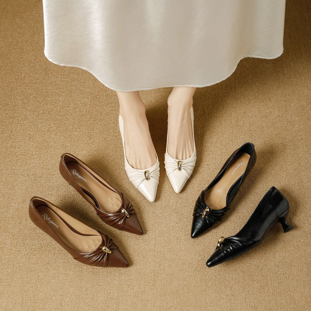 Damen elegante spitze Pumps mit dekorativer Schleife EB