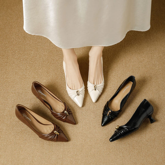 Damen elegante spitze Pumps mit dekorativer Schleife EB