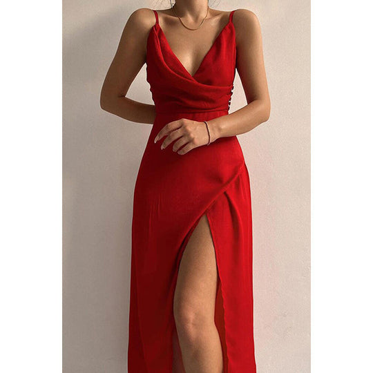 Damen Elegantes Maxikleid mit schickem Wickelausschnitt und verführerischem Schlitz EB