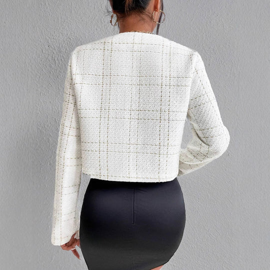 Damen modische tweed Jacke mit goldenen Akzenten EB
