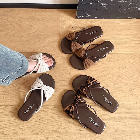 Damen elegante Riemchen-Sandalen mit großem Schleifenakzent EB