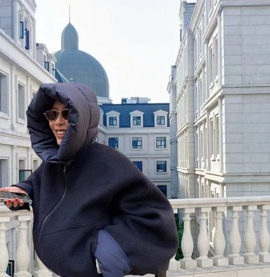 Damen Oversized Sweatjacke mit voluminösen Ärmeln und bequemen Taschen EB
