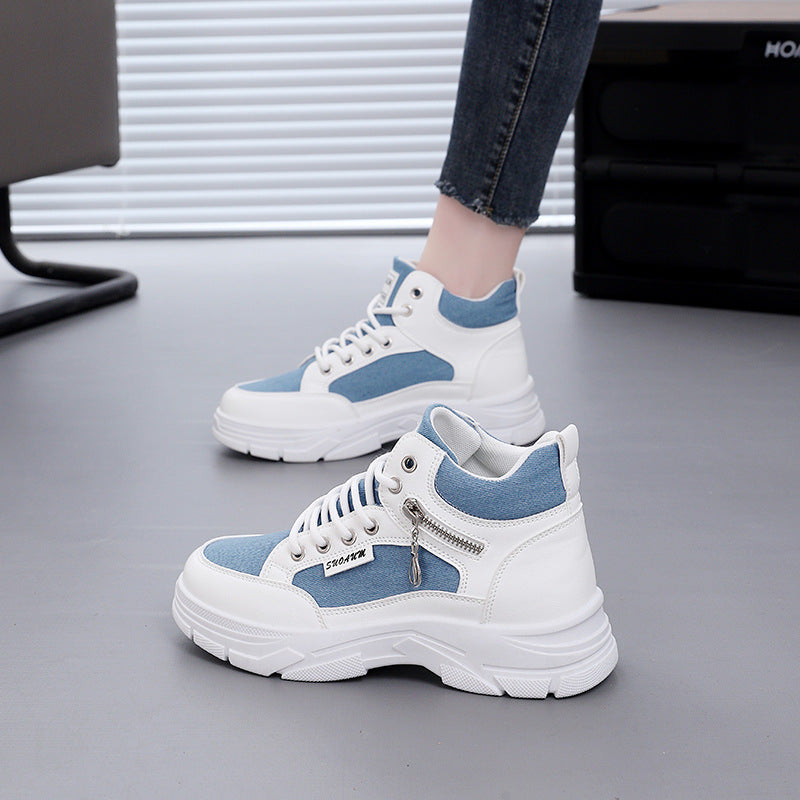Damen High-Top Sneakers mit auffälligem Leopardenmuster und trendiger Sohle EB